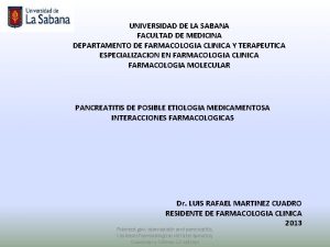 UNIVERSIDAD DE LA SABANA FACULTAD DE MEDICINA DEPARTAMENTO