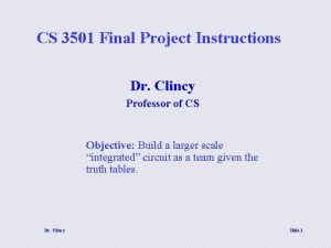 CS 3501 Final Project Instructions Dr Clincy Professor