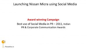 Launching Nissan Micra using Social Media Award winning