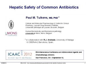 Hepatic Safety of Common Antibiotics Paul M Tulkens