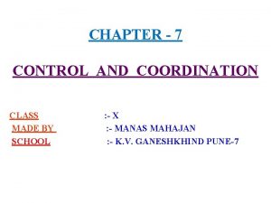 CHAPTER 7 CONTROL AND COORDINATION CLASS MADE BY