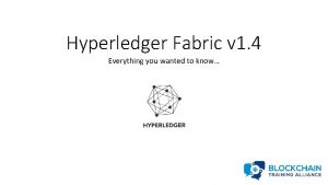 Hyperledger Fabric v 1 4 Everything you wanted