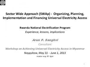 Sector Wide Approach SWAp Organizing Planning Implementation and
