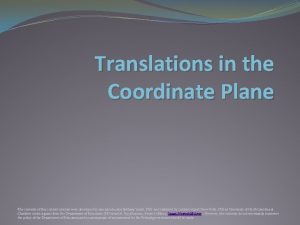 Translations in the Coordinate Plane The contents of
