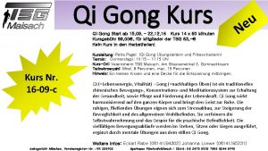 Qi Gong Kurs Qi Gong Start ab 15