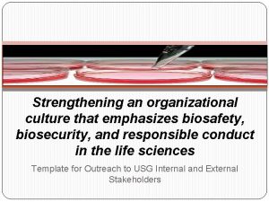 Strengthening an organizational culture that emphasizes biosafety biosecurity