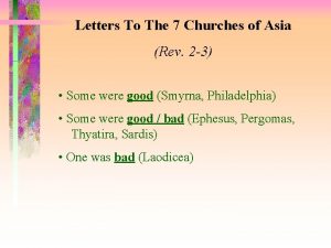 Letters To The 7 Churches of Asia Rev