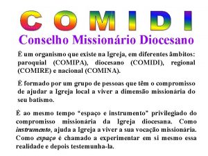 Conselho Missionrio Diocesano um organismo que existe na