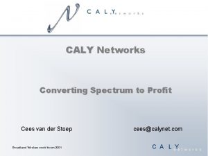 CALY Networks Converting Spectrum to Profit Cees van