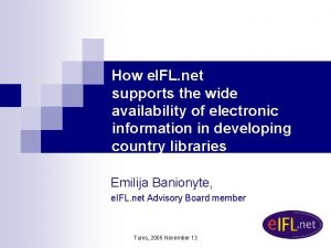 How e IFL net supports the wide availability