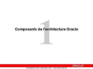 1 Composants de larchitecture Oracle Copyright Oracle Corporation