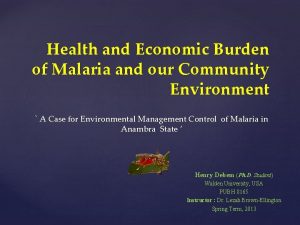 Health and Economic Burden of Malaria and our