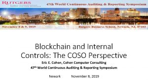 Blockchain and Internal Controls The COSO Perspective Eric