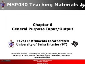 MSP 430 Teaching Materials UBI Chapter 6 General