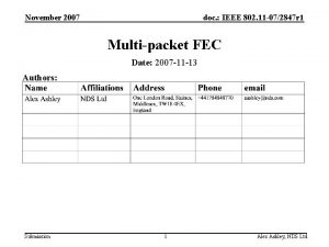 November 2007 doc IEEE 802 11 072847 r