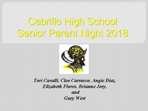 Cabrillo High School Senior Parent Night 2018 Tori