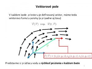 Vektorov pole V kadom bode priestoru je definovan