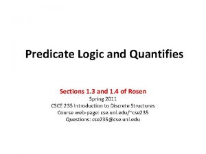 Predicate Logic and Quantifies Sections 1 3 and