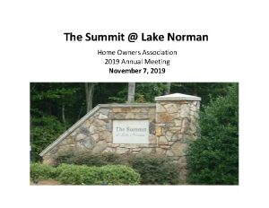 The Summit Lake Norman Home Owners Association 2019