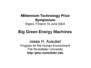 Millennium Technology Prize Symposium Espoo Finland 14 June