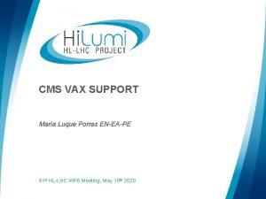 CMS VAX SUPPORT Mara Luque Porras ENEAPE 91