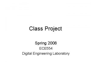 Class Project Spring 2008 ECE 554 Digital Engineering