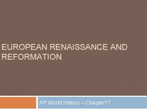 European renaissance and reformation answer key
