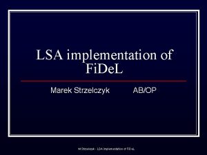 LSA implementation of Fi De L Marek Strzelczyk