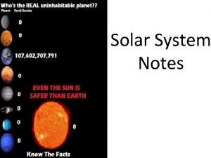 Solar System Notes Inner Planets Terrestrial Planets Dense