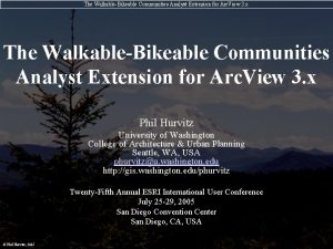 The WalkableBikeable Communities Analyst Extension for Arc View