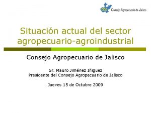 Situacin actual del sector agropecuarioagroindustrial Consejo Agropecuario de