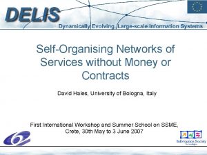 SelfOrganising Networks of Services without Money or Contracts