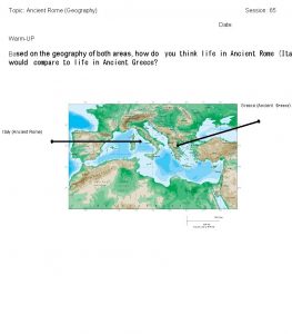 Topic Ancient Rome Geography Session 65 Date WarmUP