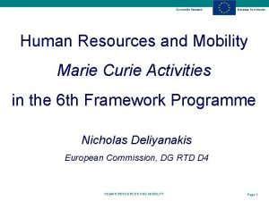 Community Research European Commission Human Resources and Mobility