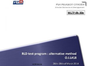 WLTP06 30 e RLD test program alternative method