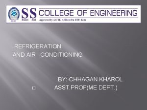 REFRIGERATION AND AIR CONDITIONING BY CHHAGAN KHAROL ASST