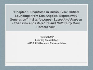 Chapter 3 Phantoms in Urban Exile Critical Soundings