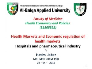 Faculty of Medicine Health Economics and Policies 31505391