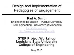 Design and Implementation of Pedagogies of Engagement Karl