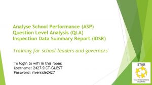 Analyse School Performance ASP Question Level Analysis QLA