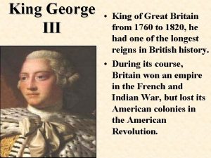 King George III King of Great Britain from