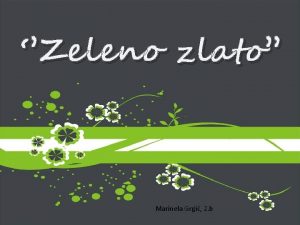 Zeleno zlato Marinela Grgi 2 b Tema Rekordna