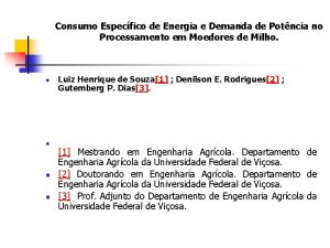 Consumo Especfico de Energia e Demanda de Potncia