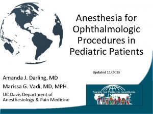 Anesthesia for Ophthalmologic Procedures in Pediatric Patients Amanda