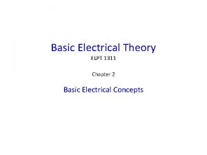 Basic Electrical Theory ELPT 1311 Chapter 2 Basic