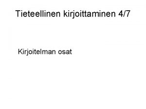 Aineistoessee esimerkki