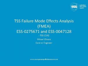 TSS Failure Mode Effects Analysis FMEA ESS0275671 and