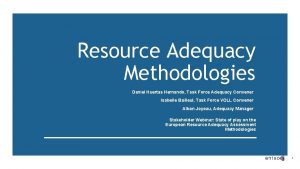 Resource Adequacy Methodologies Daniel Huertas Hernando Task Force
