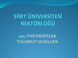 SRT NVERSTES REKTRL 2017 NVERSTELER TASARRUF GENELGES Maliye