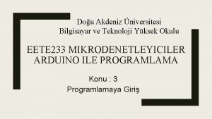 Dou Akdeniz niversitesi Bilgisayar ve Teknoloji Yksek Okulu